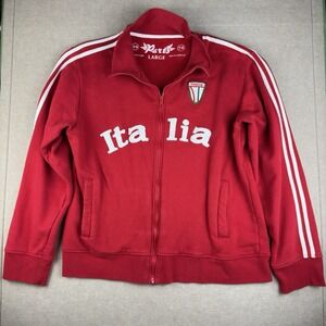 Parts 1972 Italia Track Jacket‎ Men's L Red White Stripes Full Zip Soccer Retro